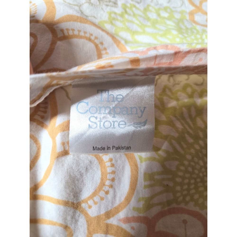 The Company Store King Duvet Cover Sham Set Yellow Orange Floral Cotton - Picture 2 of 7